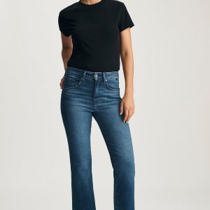 ANIKA CROPPED FLARE IN DARK BRUSHED FLEX BLUE