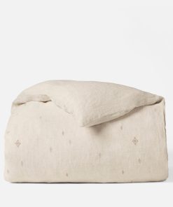 Cambria Embroidered Organic Linen Duvet Cover