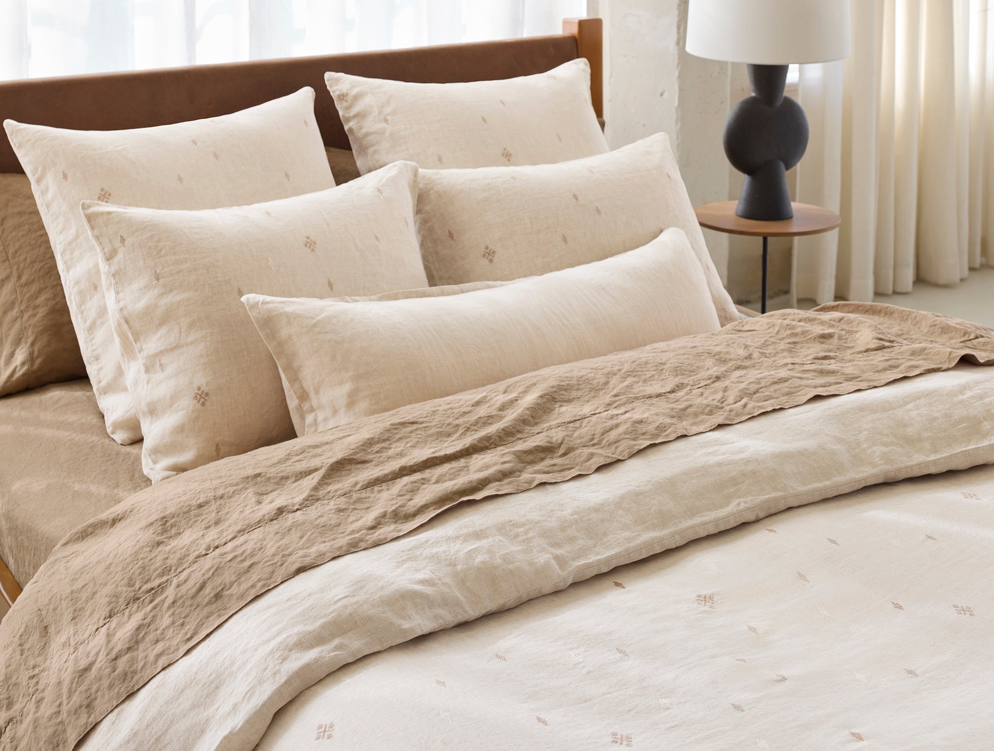 Cambria Embroidered Organic Linen Sham - Image 5