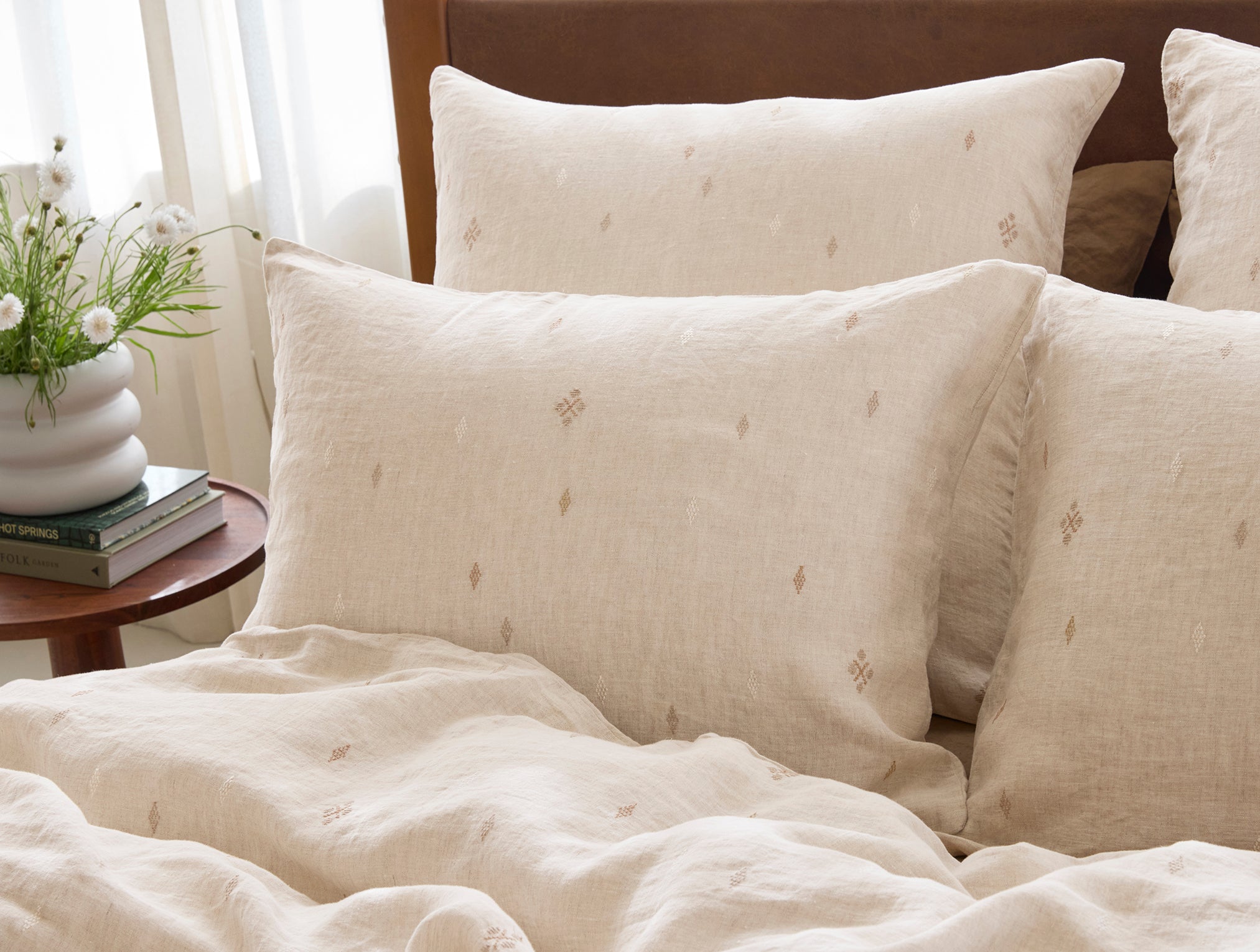 Cambria Embroidered Organic Linen Sham - Image 2