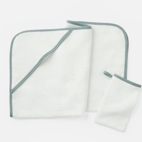 Cloud Loom™ Organic Baby Hooded Towel and Bath Mitt Set
