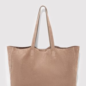 SUEDE SHOPPER BAG IN SILVER MINK