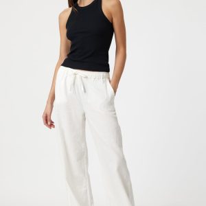WOVEN LINEN PANTS IN WHITE