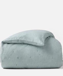 Cambria Embroidered Organic Linen Duvet Cover