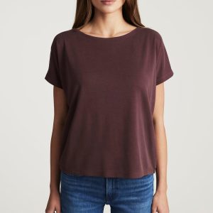 LUXE TOUCH TENCEL™ BOAT NECK T-SHIRT IN DECADENT CHOCOLATE