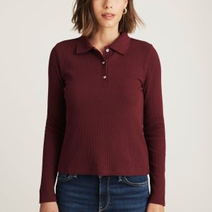 LONG SLEEVE POLO T-SHIRT IN ZINFANDEL