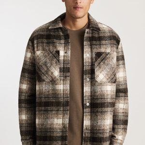 PLAID SHIRT JACKET IN SEAL BROWN CHECK