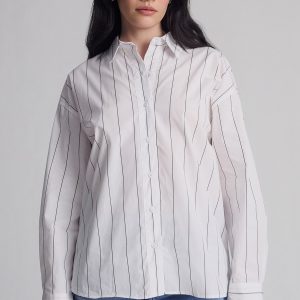 BREEZY BUTTON-UP SHIRT IN BLACK STRIPED