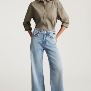 FLORIDA CUFFED WIDE LEG IN LIGHT BRUSHED CLASSIC BLUE