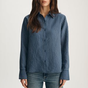 LUXE TOUCH TENCEL™ BUTTON-UP SHIRT IN INFINITY STRIPE